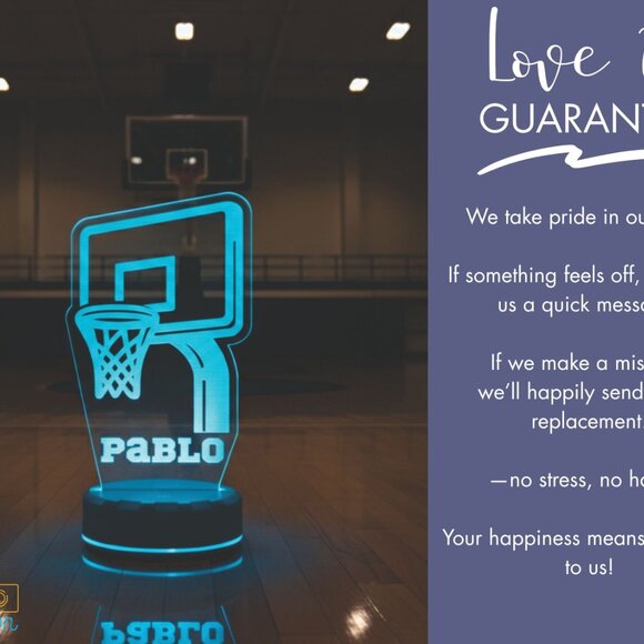 Personalized Basketball Night Light – Custom LED Lamp for Fans - Picture 6 of 8